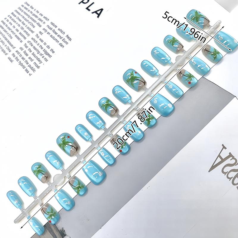 30Pcs Short Square False Nails Cat Paw Petal Design Wearable Fake Nails Simple Artificial Press On Nails Tips Art Decoration