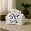 1pc Bow Tie Tissue Box, Featuring a Stylish Red, White, And Blue Design, Is a Versatile Fabric Tissue Holder Perfect for Outdoor Gatherings, Daily Use