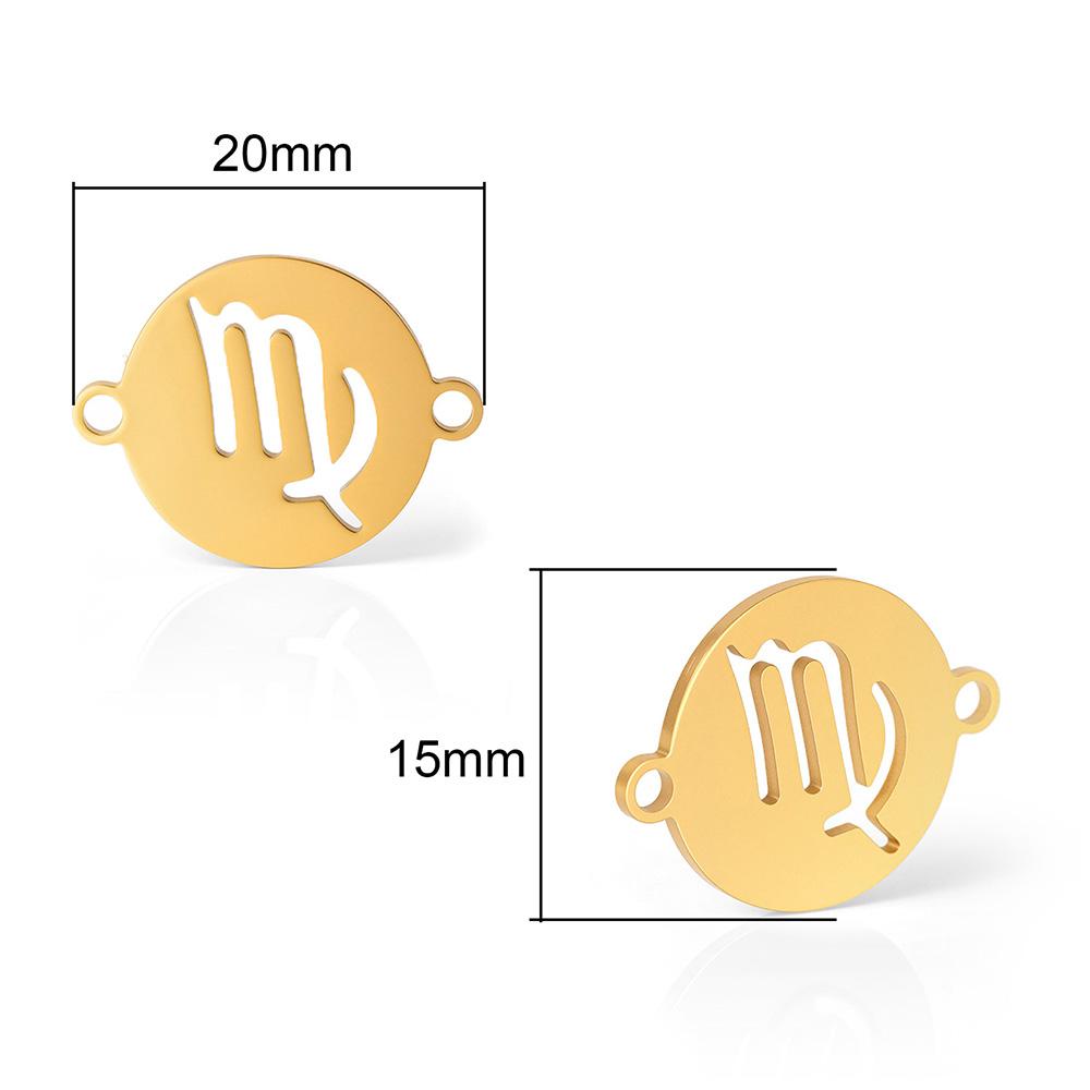 5pcs/lot 316 Stainless Steel Gold Plated 12 zodiac signs Small Charms Connector Pendant For Necklace DIY Jewelry Making