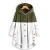 Women's Two-Tone Fleece Coat Hooded Button-Up Winter Warm Jacket