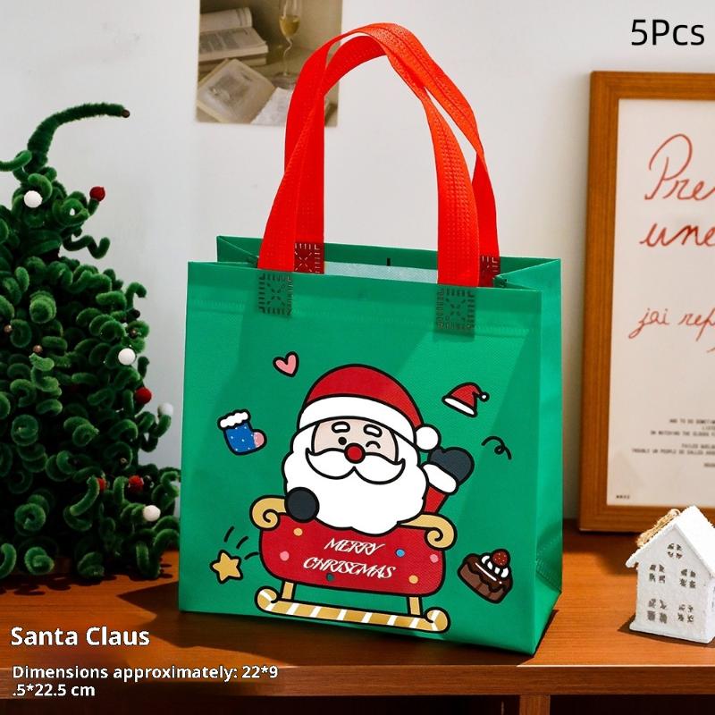 

5/10Pcs Cute Christmas Non-Woven Tote Bags Gift Fabric Candy Package Kids Waterproof Storage Reusable Pouch Party Favors