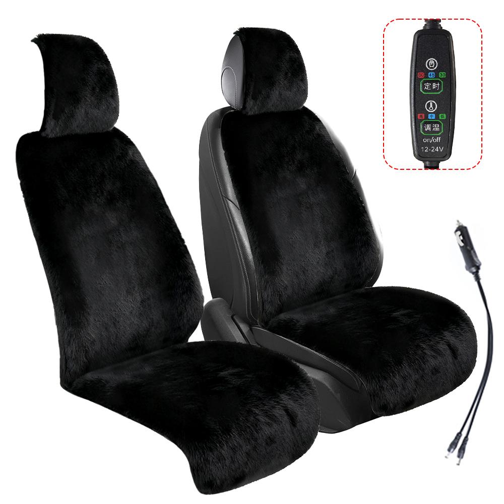 Long Haired Heated Car Seat Cushion Car Seat Cover Winter Heating Seat Cover 12-24V Universal for Car Truck Office Chair 2025
