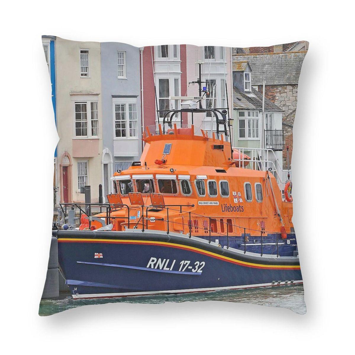 

RNLI Boat Pillowcase Polyester Linen Velvet Printed Zip Decor Pillow Case Car Cushion Cover Wholesale 18 30x30cm