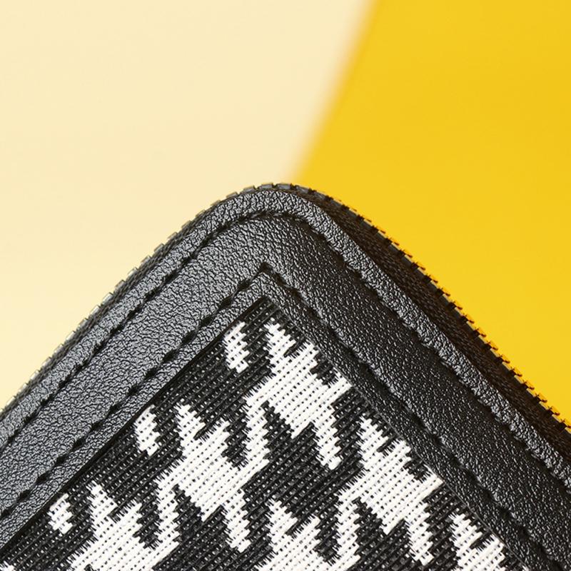 Women Houndstooth Wallet Pu Leather Multi-functional Multi-card Slot Zipper Coin Purse