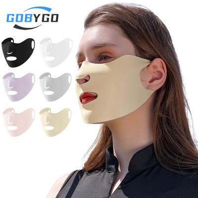 Gobygo 1Pcs Summer Ice Silk Sunscreen Mask Breathable Thin Moisturizing Mask Hanging Ear Type Sun Mask Outdoor Sports Men Women