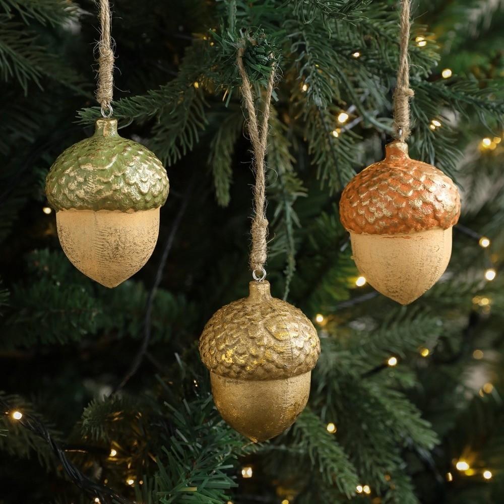 Hängende Ornamente für den Weihnachtsbaum aus Holz Eichel Haselnuss Bunte Weihnachtsbaumdekorationen Weihnachtsanänger Weihnachten Navidad Geschenk