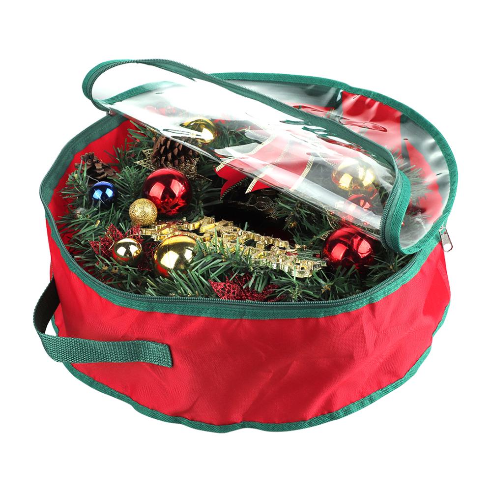 Xmas Wreath Storage Bag with Clear Window Extra Large Garland Xmas Wreath Container for Holiday