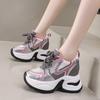 Fashion 2025 New Ladies Shoes Mesh Women's Vulcanize Shoes Mixed Colors Breathable Women Sneakers Increase Height Lace Up Casual Shoes