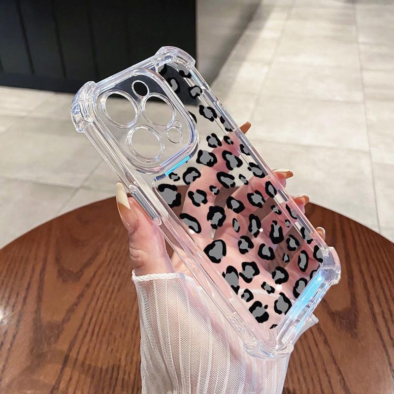 Leopard Print Transparent Phone Case For iPhone 16 15 14 13 12 11 Pro Max 7 8 16 Plus X XR XS Max Silicone Clear Tpu Soft Cover
