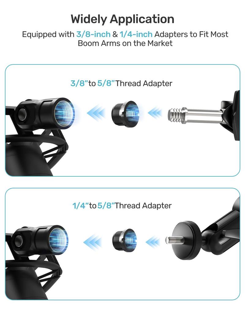 Etour Custom Blue Yeti BM400BK USB Shock Mount with Pop Filter, 2025 Inch, Upgraded Anti-Vibration Suspension Elastic Shock Mount Holder Clip