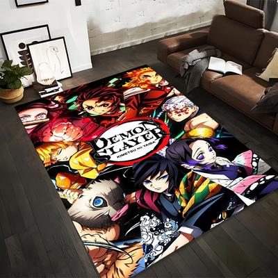 Tappeto Artistico Anime con Personaggi di Demon Slayer e Design Colorato Adatto per l'uso come antiscivolo per soggiorno camera da letto divani