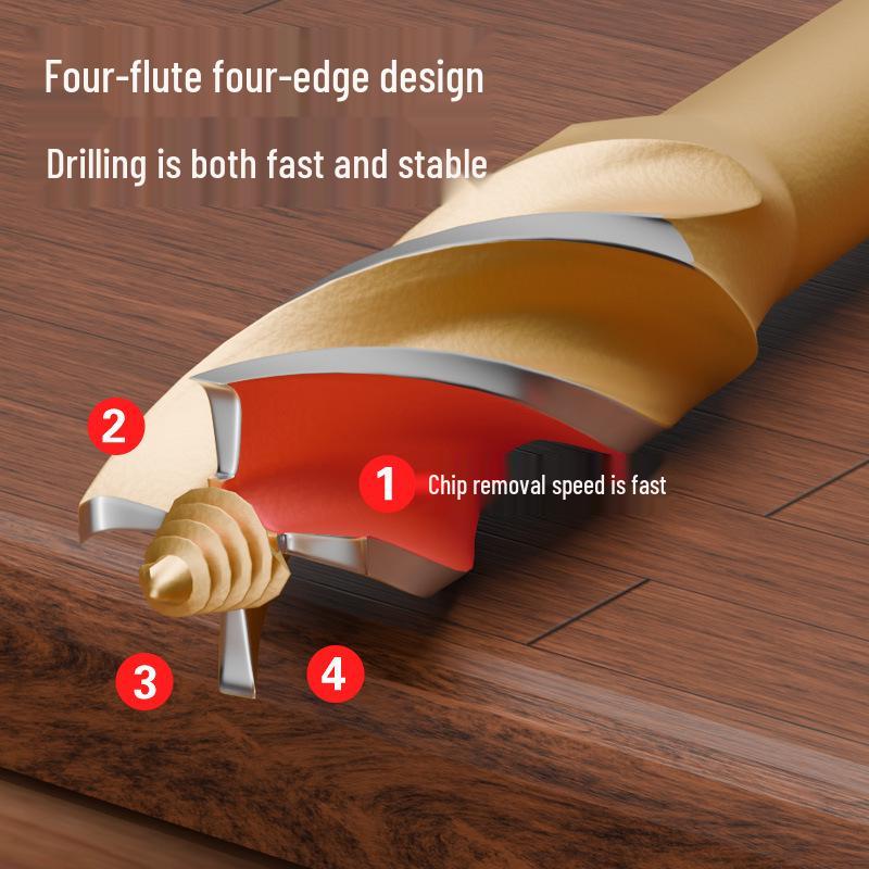 Vysokorychlostní stupňovitý vrták potažený titanem pro elektrický klíč - Otvírák otvorů do dřeva s vysokou tvrdostí a prodloužený vrtací nástroj.