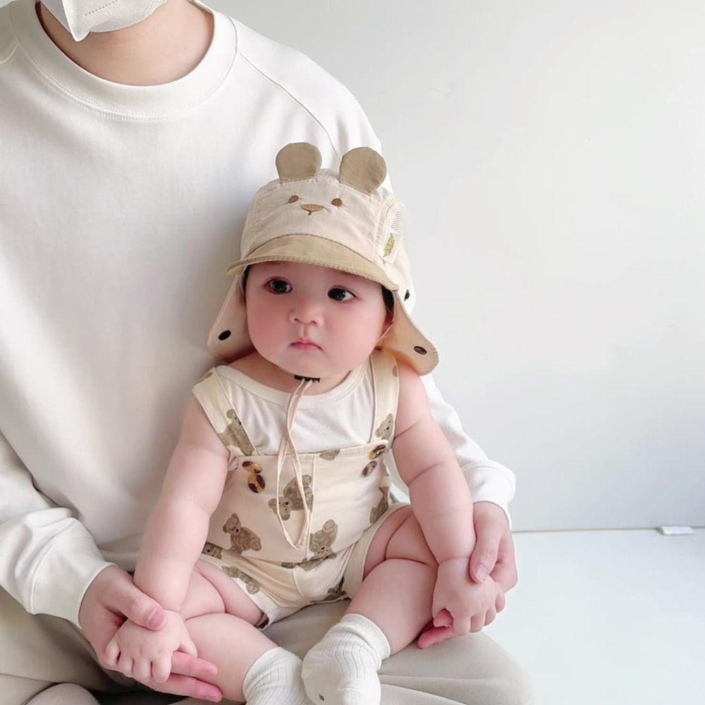 Quick Dry Sun Cap Cartoon Bear Ear Fisherman Hat New Summer Baby Hat  Boys Girls