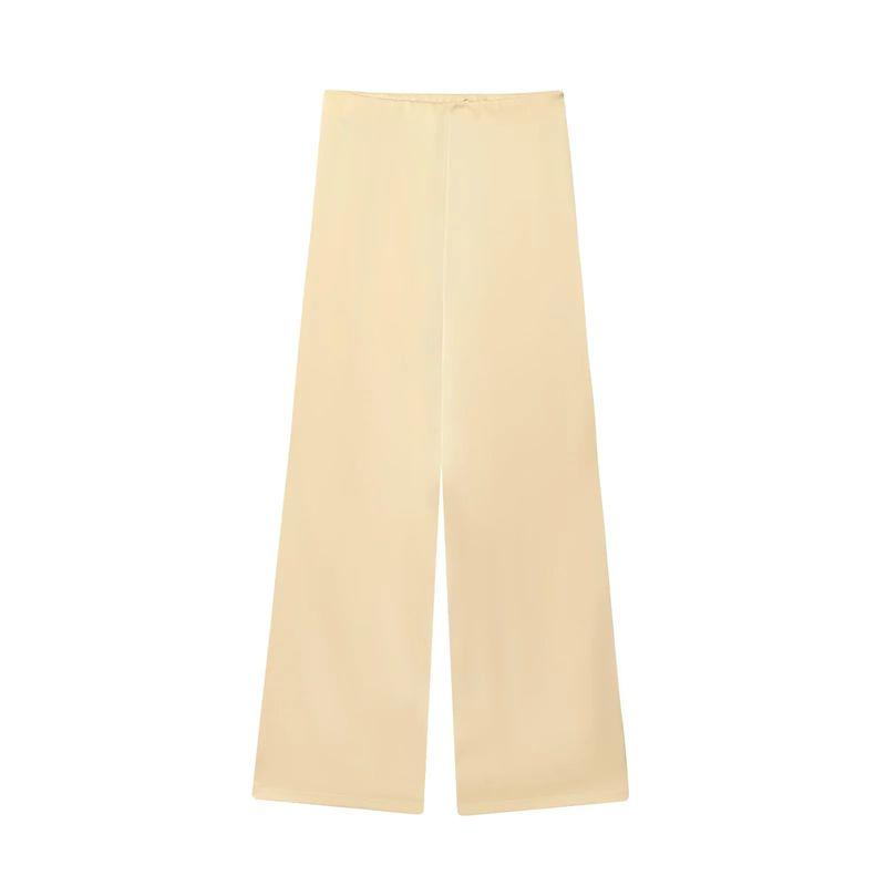 Strapless Straight Collar Silk Satin Texture Plaid Tube Top Tops 4772026 Silk Satin Texture High-Waisted Trousers 5427429