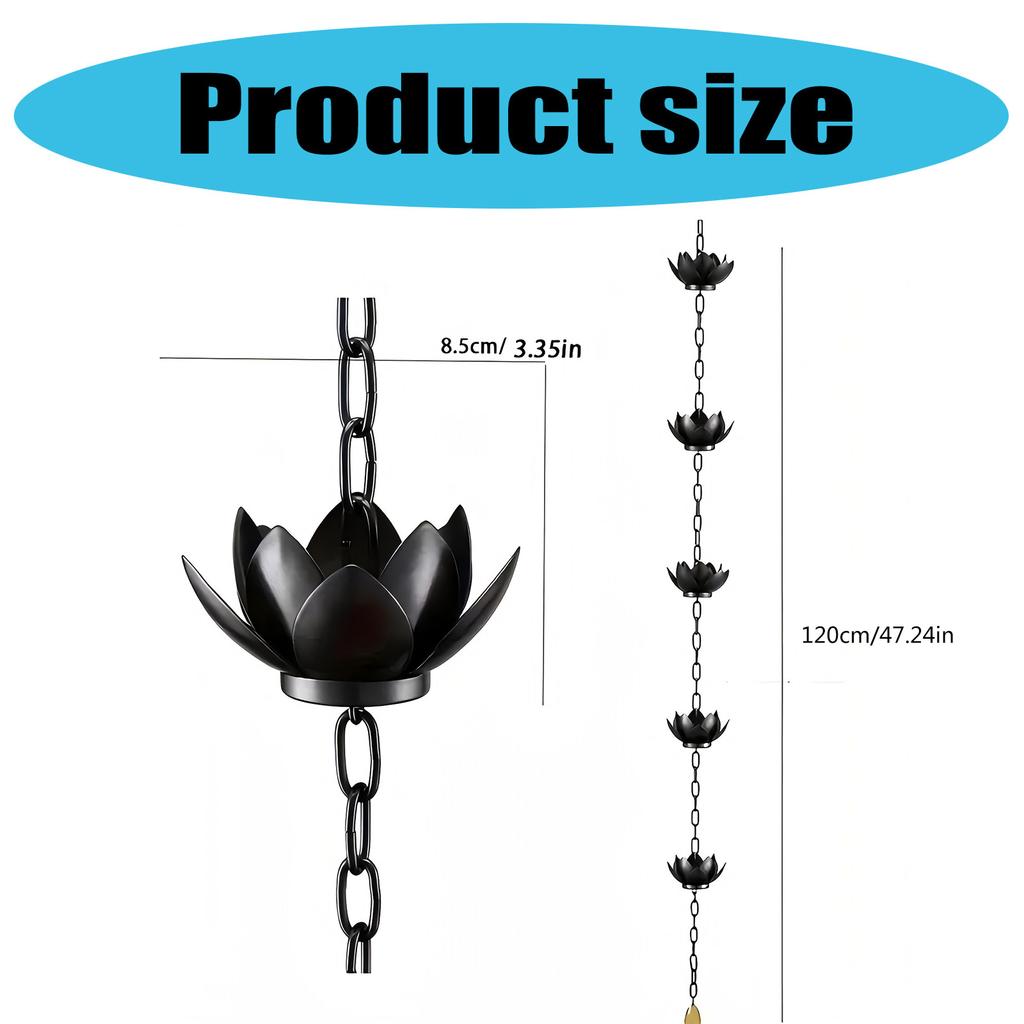 Flower Rain Chain for Gutters with Adapter Flower Rain Chain Cups Gutter Downspout Water Home Display Adjustable