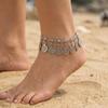 Vintage Coin Pendants Anklets for Women Bohemian Ethnic Metal Retro Coin Foot Chain Summer Beach Vacation Jewelry Accessories