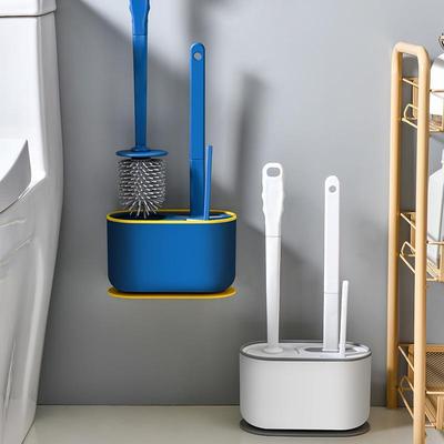 Set Spazzola per WC 3-in-1 con Manico Lungo Senza Angoli Morti - Spazzola per la Pulizia del Bagno Montata a Parete