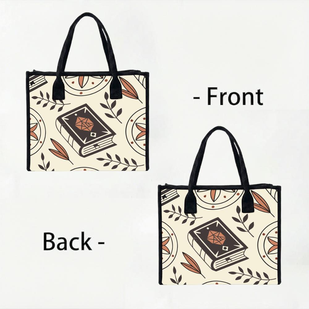 Boho Magic Book Print Canvas Tote Bag Casual Daily Shoulder Shopping Bag for Women