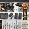 Brushless Electric Drill with Lithium Battery - Compact Rechargeable Impact Tool & Screwdriver