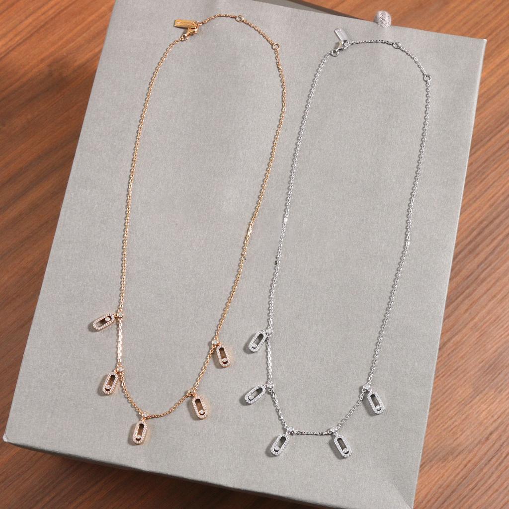 New Hot Brand Vintage Move Diamond Necklace Luxury Jewelry For Women Designer Pendant Pure 925 Sliver Lady Party Chain Necklaces