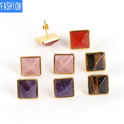 Crystal Earrings Natural Crystal Pyramid Cone European and American Pine Earrings