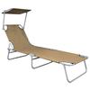 VidaXL Chaise Longue Pliable avec Auvent Chaise Longue de Jardin Chaise Longue de Patio Chaise Longue de Terrasse Piscine 47773
