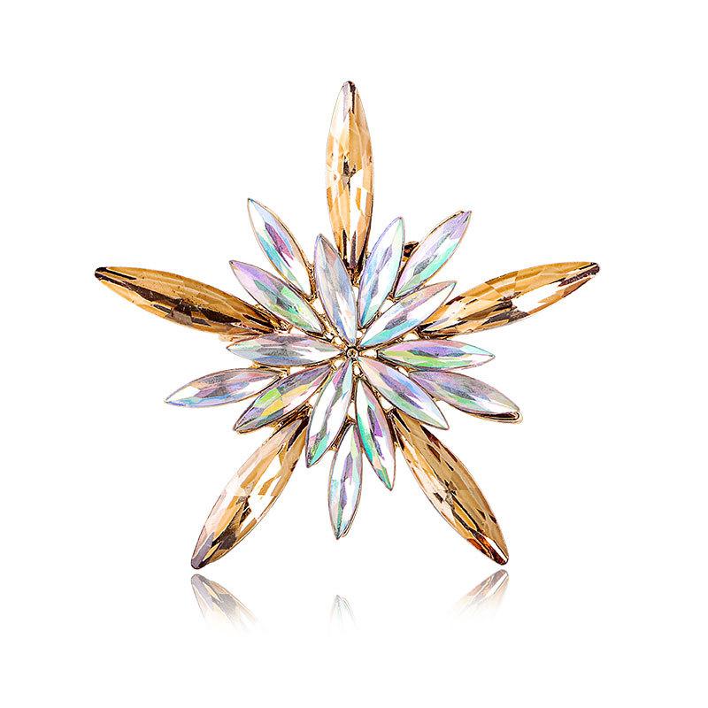 Fireworks brooch, European and American personality style, star colored diamond flower brooch, women's fashionable alloy diamond chest flower