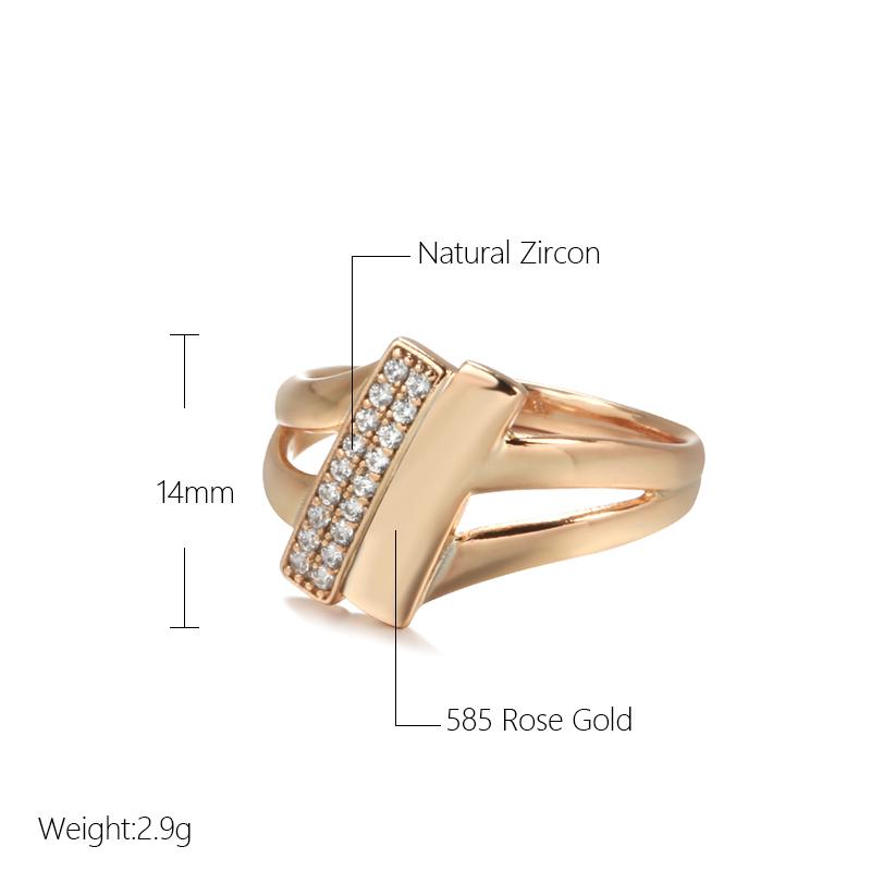 Trend Minimalist Geometry Natural Zircon Women'S Rings  Rose Gold  New Vintage Jewelry Girl'S Wedding Party Ring