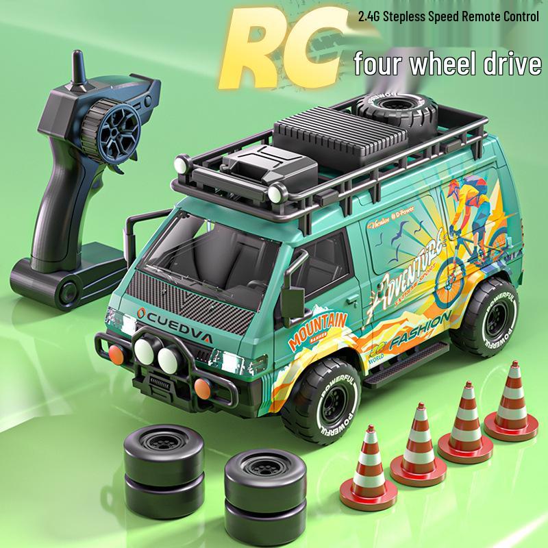 High-Speed RC Racing Van: 4WD, Drift, Rechargeable, Lights, Replaceable Tires, Off-Road Toy for Kids