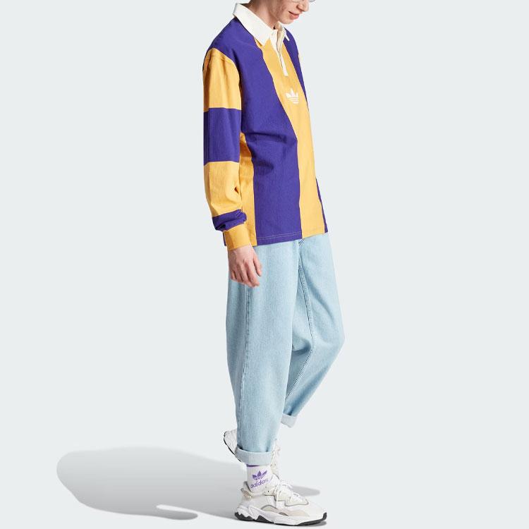 adidas Originals Hack Rugby Langarm-Poloshirt Lila/Gelb Unisex IJ5956