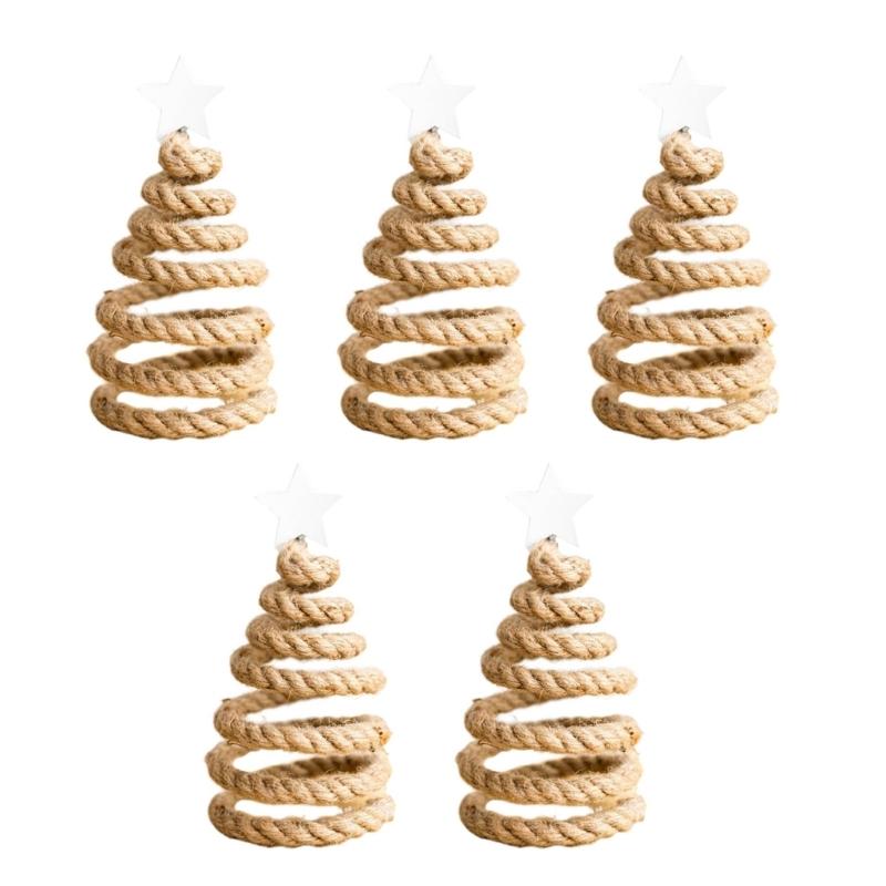 5pcs Wood Desktop Christmas Tree Figurine Festive Desktop Decoration Christmas Tree for Office Desk Holiday Decoration