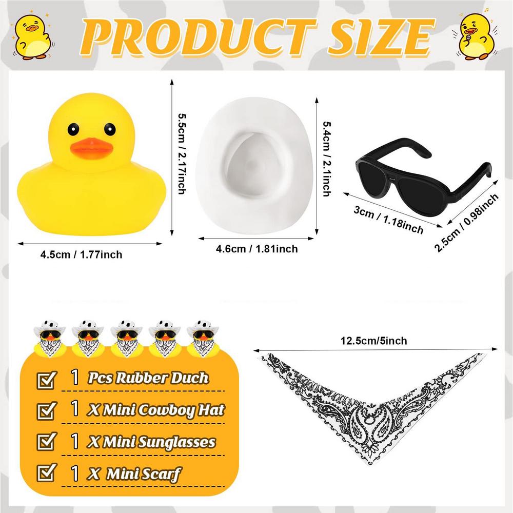 Car Rubber Duck Cowboy Rubber Duck Cool Dashboard Ornament Sunglass Car Duck for Dashboard Toy Car Decoration Accessories