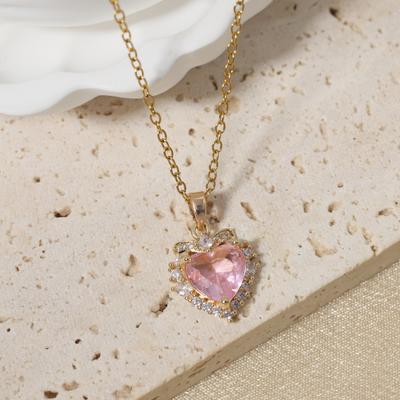 Simple Heart Shape Pendant Necklaces for Women Zirconia Necklace Wedding Party Jewelry Accessories