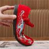 Woman's Chinese Traditional New Flat Sole Embroidered Shoe Soft Sole Non Slip Round Toe Hanfu Shoes Lightweight Canvas Shoes