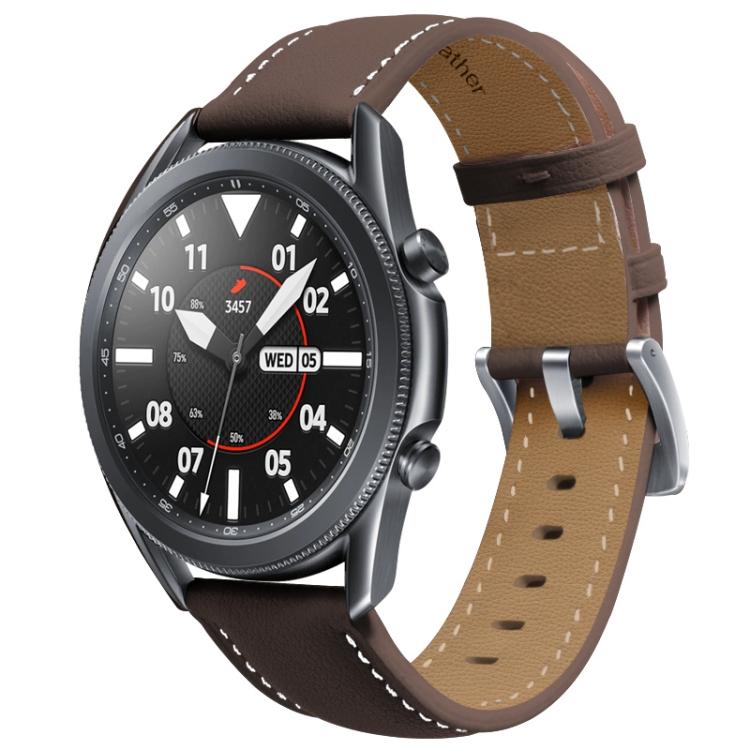 Black Vegan Leather Watch Band With Silver Buckle For Samsung Galaxy Watch3 41mm, Adjustable Replacement Wrist Strap