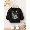 European Sizes One-piece Baby Kid Crewneck Sweatshirt Cute Fox Animal Print Casual Sports Top Suitable For Autumn And Winter