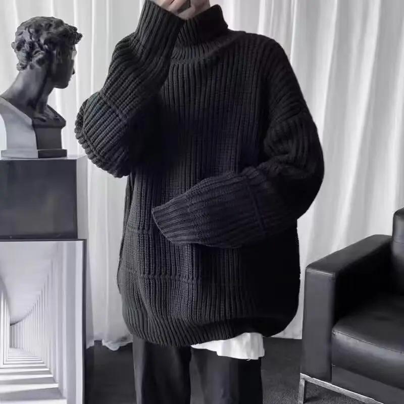 Turtleneck Knitwear Autumnr and Winter High Collar Loose Fit Knitted Sweaters for Men Casual Aesthetic Cheap Top Pullover Man