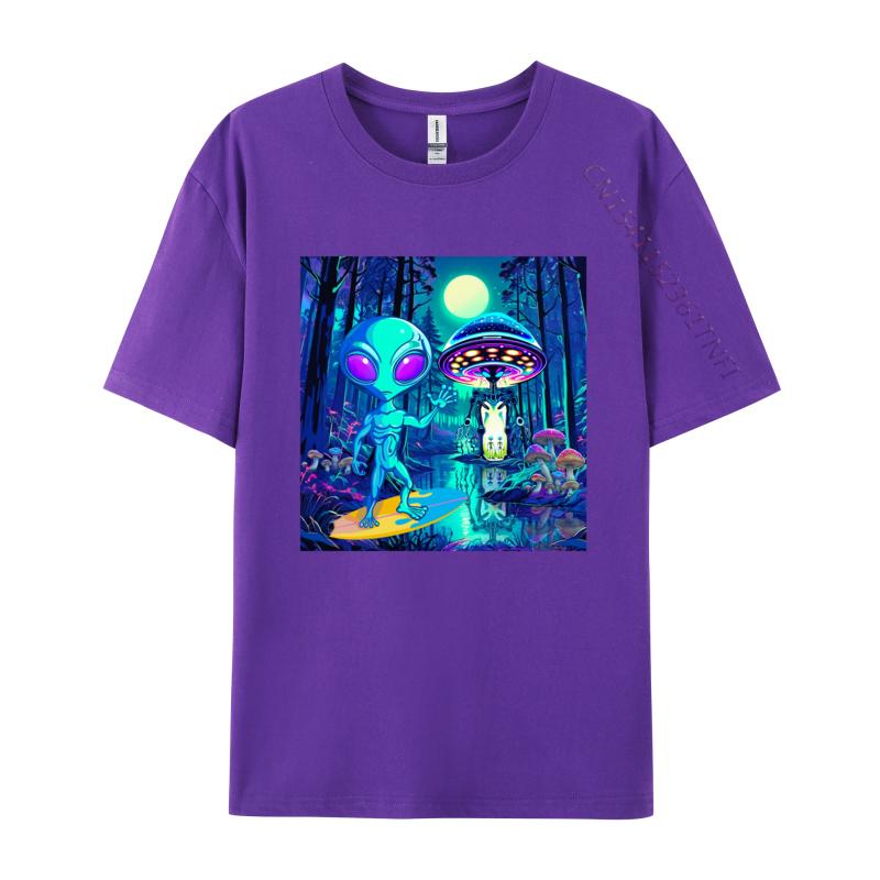 Grey Alien Waving Tshirt Wonderful Forest Anime T Shirts For Men Europe Tops Tees New Coming Street Cotton