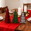 3 Pcs Wooden Christmas Tree Decor Rustic Buffalo Plaid/Dot Christmas Tree Farmhouse Table Centerpiece for Tiered Tray Tabletop Home Decor
