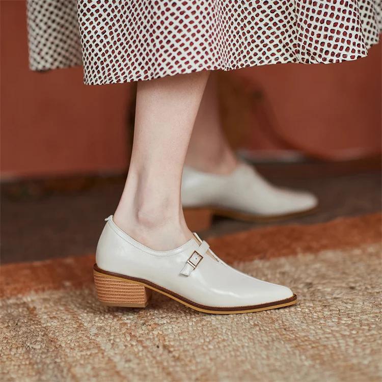 Fashion 2024 New Spring Women Shoes Pumps Pointed Toe Chunky Heel Comfortable All-match Casual Shoes Retro Med Heel