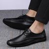 Fashion Men's Genuine Leather Oxford Shoes Comfortable Walking Shoes Anti-Slip Sole Formal Office Dress Shoes Men Fashion Lace-Up Flats