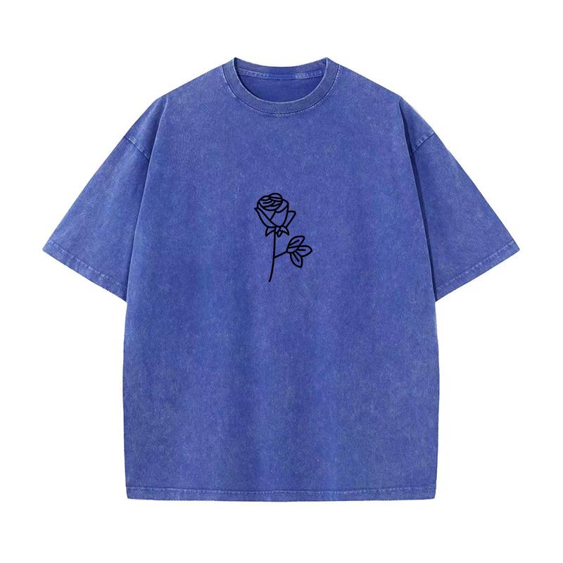 Cotton T-shirt Vintage Short-sleeved Rose Y2K American Retro T Shirt Men Women Summer T-shirts