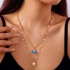 Geometric Pearl Pendant Chain With Shell And Starfish For Summer Beach Vacation