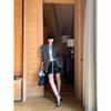 Kumikumi Old Qian Style Suit Retro Solid Color Suit Outwear Female Autumn Inner Suspender Dress Two-piece Set