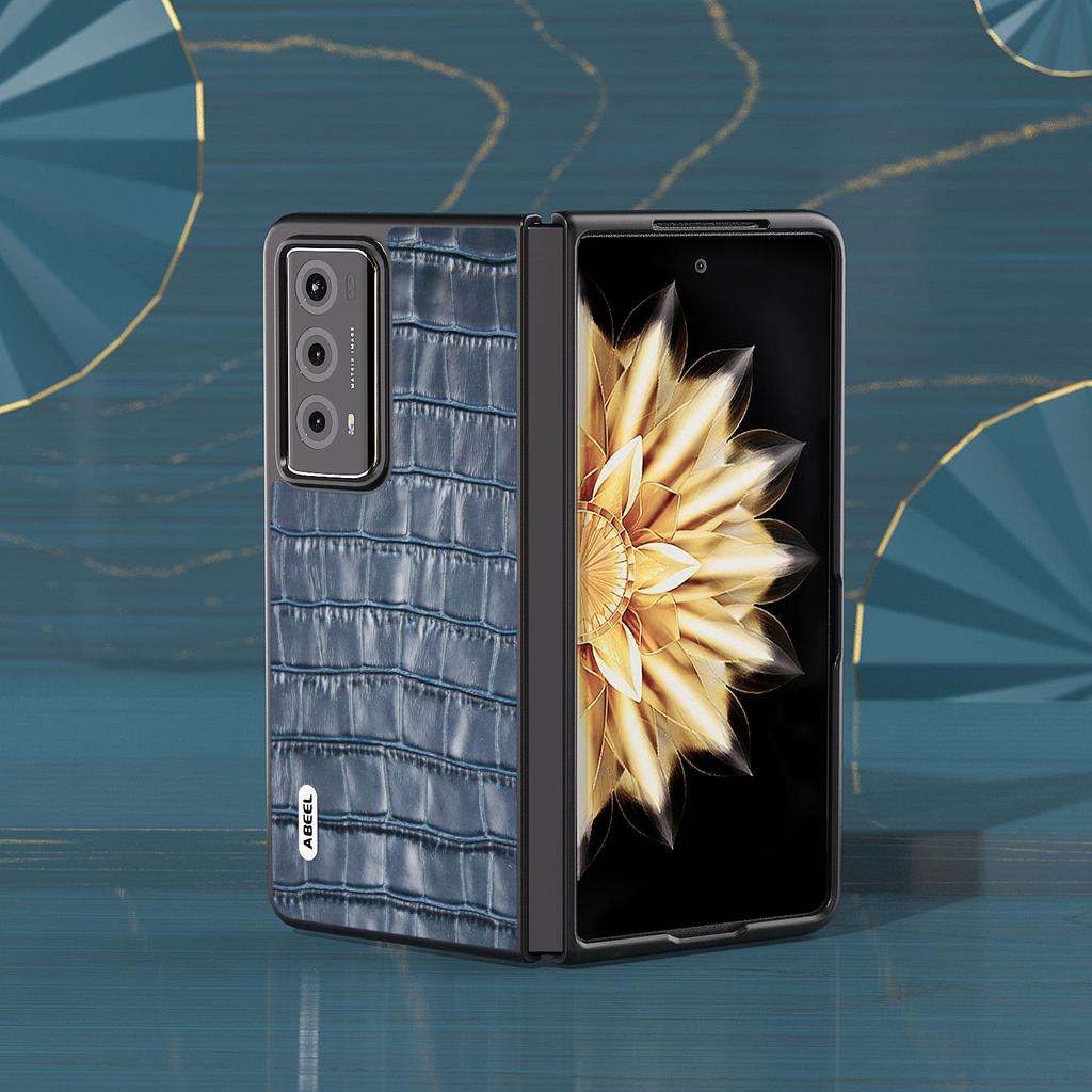 ABEEL For Honor Magic V2 5G Genuine Cow Leather+PC Cover Crocodile Texture Shockproof Phone Case