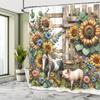 Highland Cattle Waterproof Shower Curtain, Punch-Free Polyester Curtain for Shower Room or Door Partition