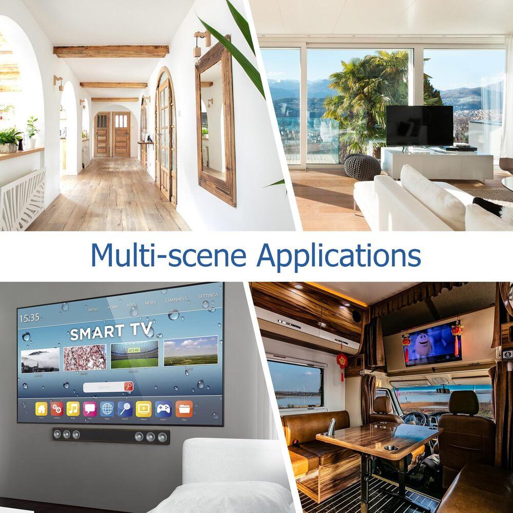 Smart TV Antenna Outdoor/Indoor 2025 Upgraded HDTV Digital TV with Signal Booster 450+ Mile Support for All TVs 4K 1080p 9.84 Ft