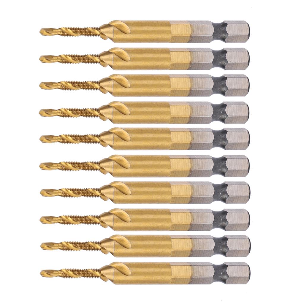 10Pcs Hex Shank Screw Tap M3?Drill 2.5 Coated Composite Spiral Flute Tap Accessory