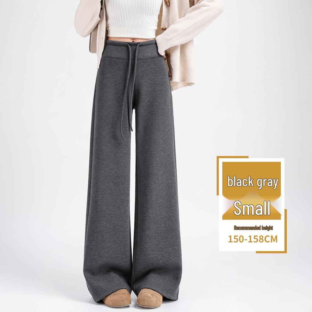 Women's Spring 2026 White Wide-Leg Glutinous Rice Pants - Petite Size, Plus Velvet, High-End Feel, Soft Drape.