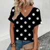 Summer New Polka Dot T-Shirts 3D Print Fashion Women's V-Neck Short Sleeve T Shirt Y2K Casual Tees Harajuku Tops Female Clothing